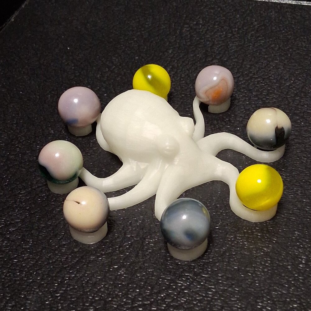 Uranium Glass Marbles Set with 3D Octopus Display 8pc 1/2"  # 01